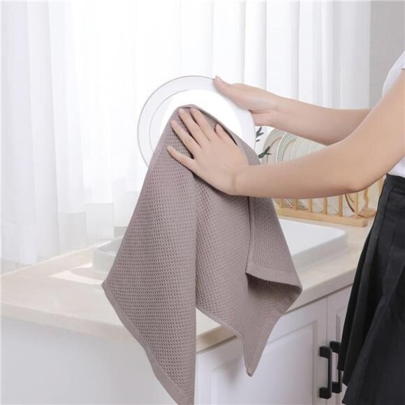 100% Cotton Waffle Weave Kitchen Dish Towels, Ultra Soft Absorbent Quick - Picture 2 of 16